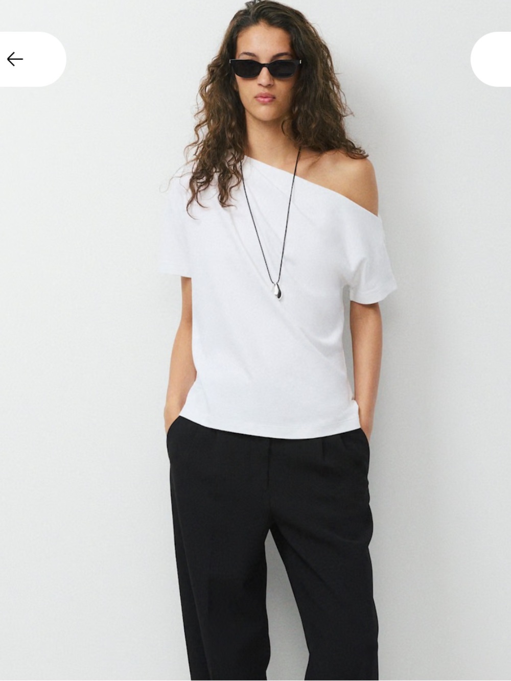 Aritzia White Off-Shoulder Short Sleeve Tee